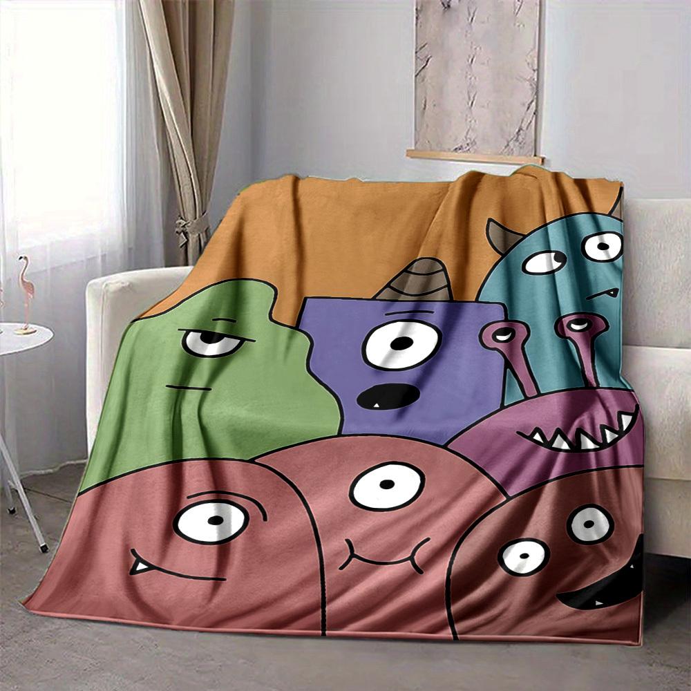 1pc Monster, Cartoon Blanket Warm, Cozy, And Soft, Suitable for Sofas, Beds, Cars, And Office Use.Perfect for Camping And Travel, Making It a Great Gi