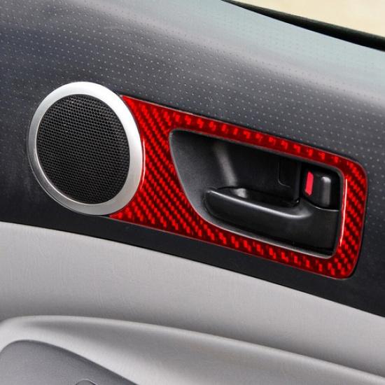 Red Carbon Fiber Interior Front Door Handle Cover Trim For Toyota Tacoma 2012-15