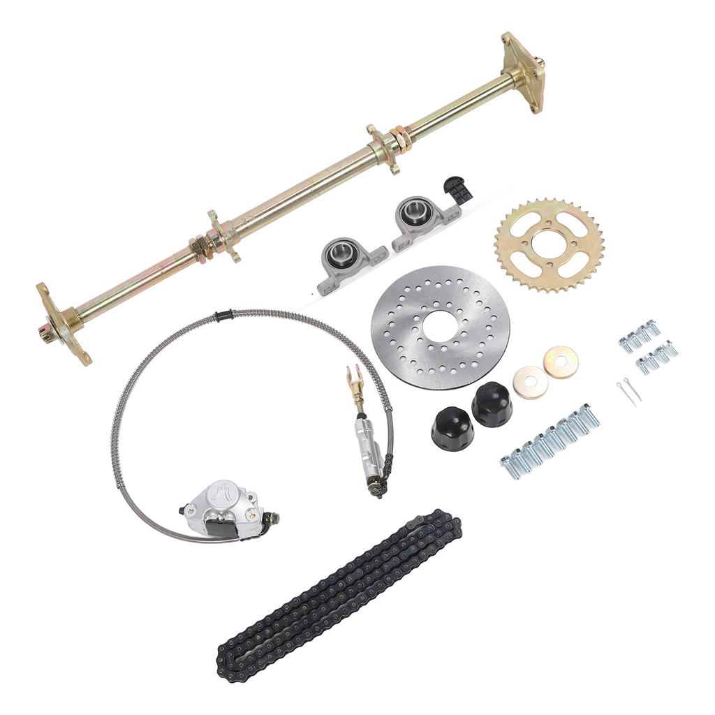 Go Kart Rear Live Axle Assembly Kit 32in Rear Drive Axle Pillow Block 428 37T Sprocket 7.5in Brake Disc Chain Set for