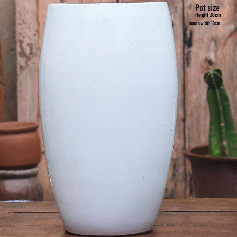 Extra Large White Ceramic Pot: European Style Succulent and Flower Pot for Courtyard Landscaping with Rough Texture and Large Caliber.