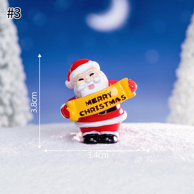 Mini Harz Weihnachtsschmuck 3D Desktop Mikro-Landschaft Weihnachtsmann Miniaturen Schneemann Figur Weihnachten Neujahrsgeschenk