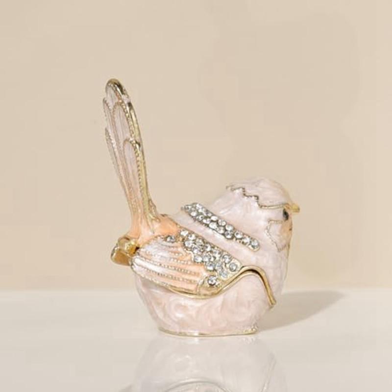 ABUL-Enamel Bird Jewelry Box, Cartoon Style, Hard Case For Rings And Small Trinkets, For Blue And For PINK
