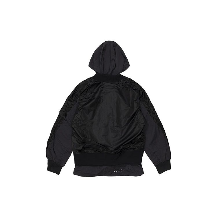 Nike X Sacai Double-Layer Color-Block Sport Hooded Jacket Women Jackets Black CZ4678-010