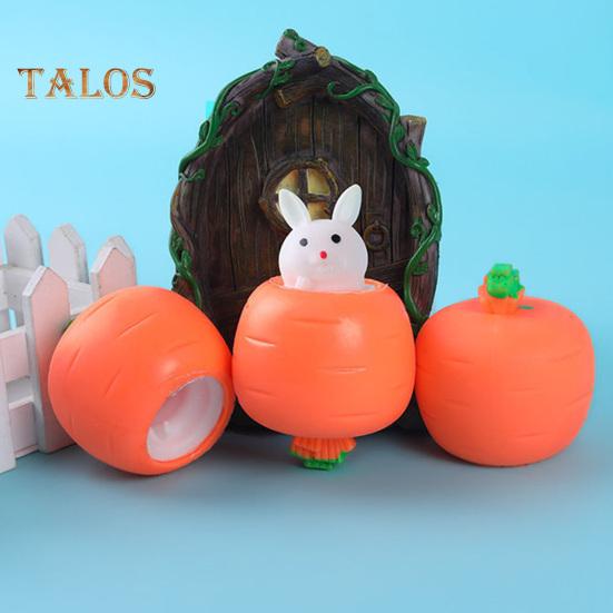4Pcs Popping Rabbit Carrot Squeeze Toy Anxiety Stress Relief Bunny Radish Sensory Pinch Toy Kids Adults Vegetable Animal Fidget Toy