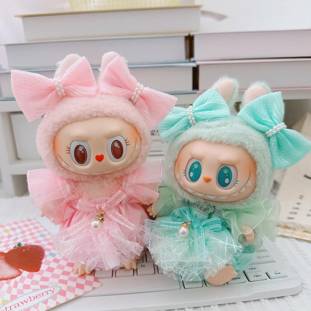 

1 set Bowknot 17cm Labubu Pendant Clothes Jumpsuit Labubu Doll s Clothes Set Kids Girls Toys зелений