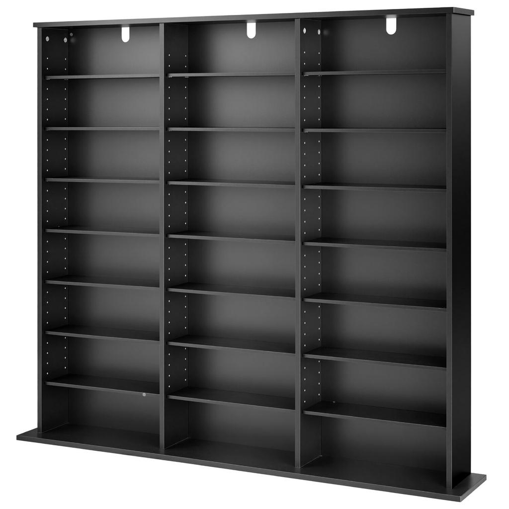 Media Storage Cabinet, 8-Tier DVD Shelf Organizer, 142 X 22 X 130 Cm Multimedia Storage Organizer for CDs, DVDs, Books & Games, CD Shelf for Living