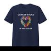 Mens Cancer Sucks Awareness T Shirt with Multicolor Ribbon Design for Breast Prostate Lung Skin Colon Causes vintage Washed
