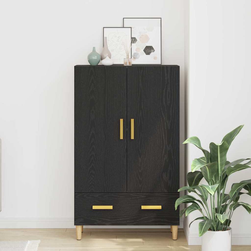 Highboard Black Oak Look 70 x 31 x 115 cm Engineered Wood