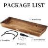 Long Narrow Wood Candle Tray: Hanobe Rustic Wooden Candle Holders Rectangular Table Centerpieces for Dining Room Farmhouse Pillar Stand with Handle