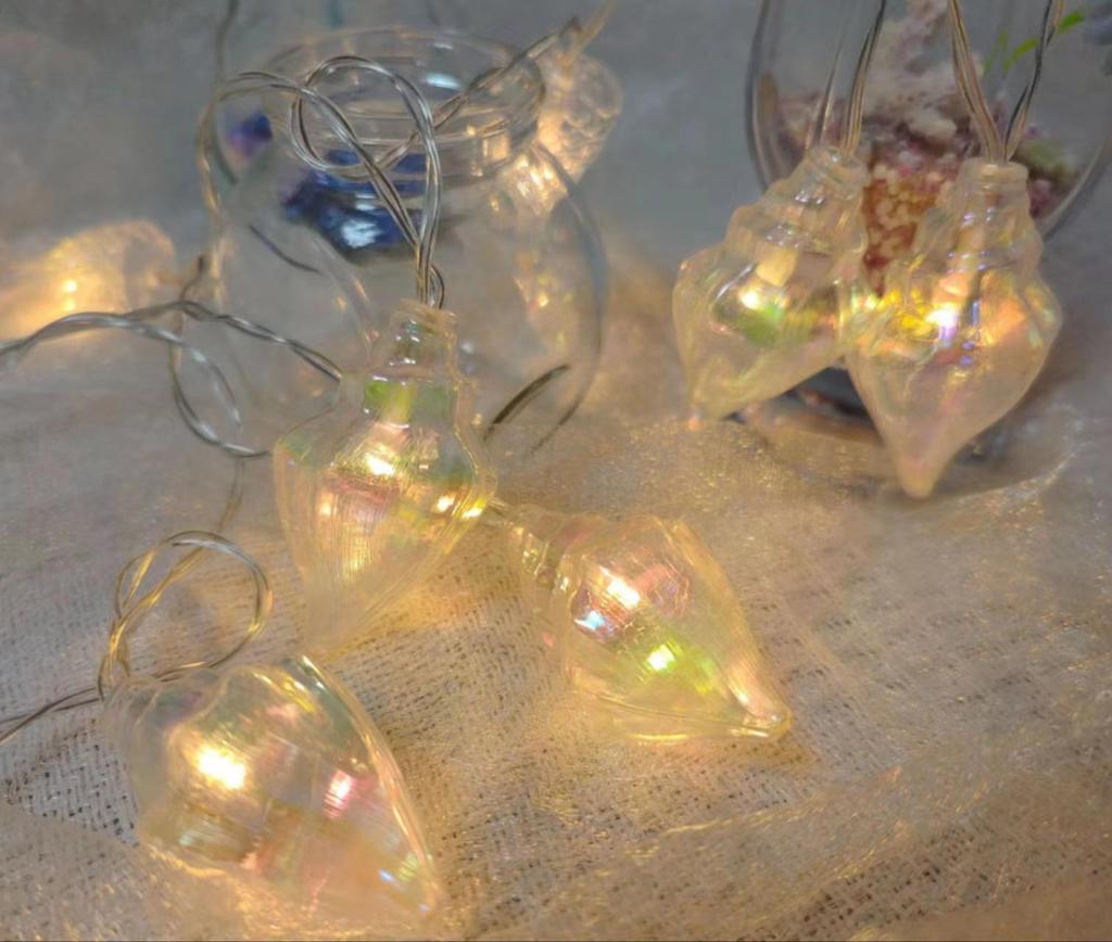 Colorful LED Seashell String Lights – Electroplated for Indoor Holiday or Dorm Decor