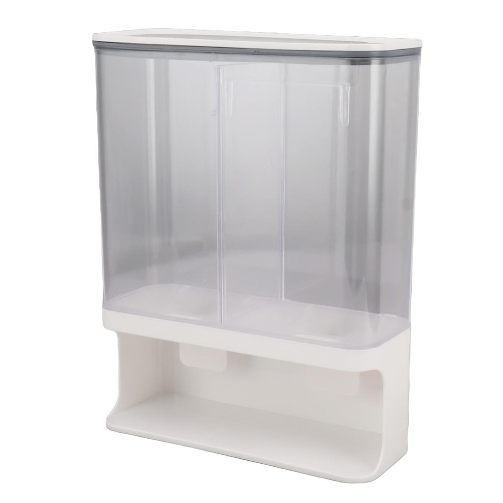 Rice Container 3L Wall Mounted Press Type Transparent Airtight Sealed Kitchen Grain Dispenser Storage Bucket
