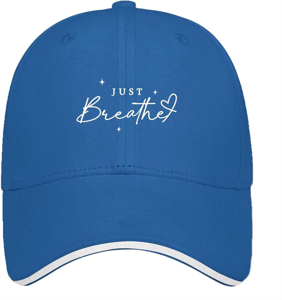 Just Breathe Inspirational Quote Baseball Cap Adjustable Polyester Casual Summer Hat Adult