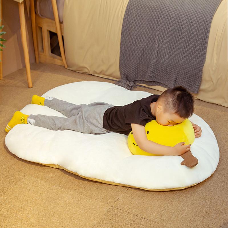 Egg Adorable Fried Plush Toy Cartoon Cushion Mat Girls Kids Decoration Home