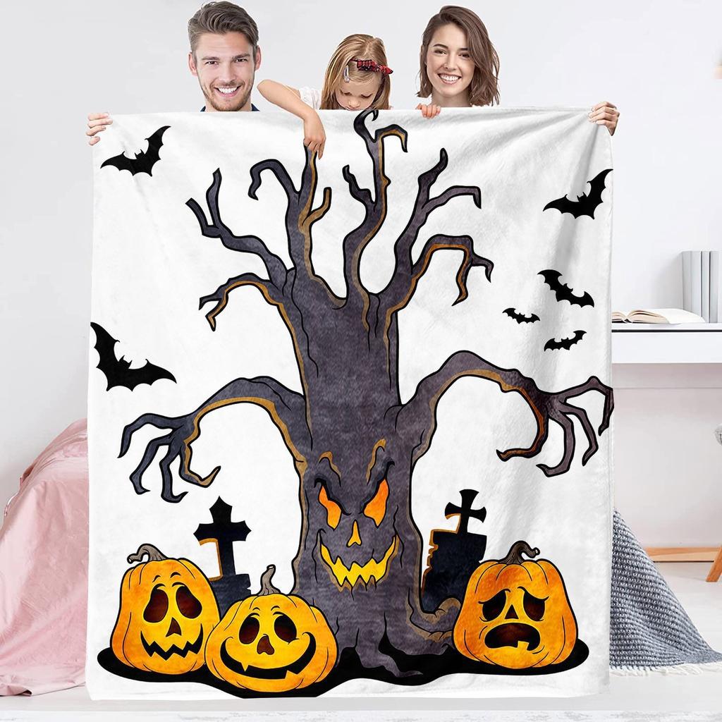 Happy Halloween Flannel Blanket For Kids Boys Girls Adult Gifts Picnic Travel Bed Sofa Chair Applicable All Season Throw Blanket