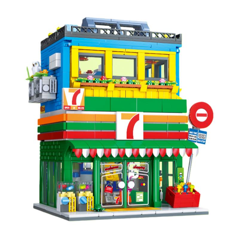 1263+PCS Street Scene Convenience Store MOC Building Blocks Small Particle DIY Model STEM Educational Toy Kids Birthday Gift