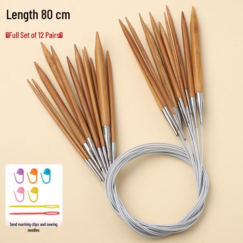 Bamboo & Stainless Steel Circular Knitting Needles - Handmade Tools for Sweater, Yarn, Crochet, and Straight Needles.