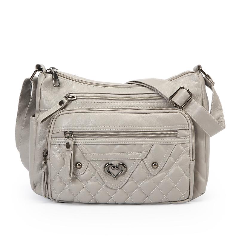 

Женская сумка через плечо из мягкой кожи, сумка для мамы среднего возраста серый