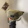 Versatile Canvas Crossbody Bag  Monochromatic  Casual Chest Bag  Waist with Zipper  Soft  Multifunctional  Fashionable  New Product