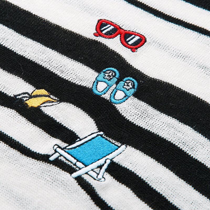 Women's Linen Blend Striped Short Sleeve T-Shirt