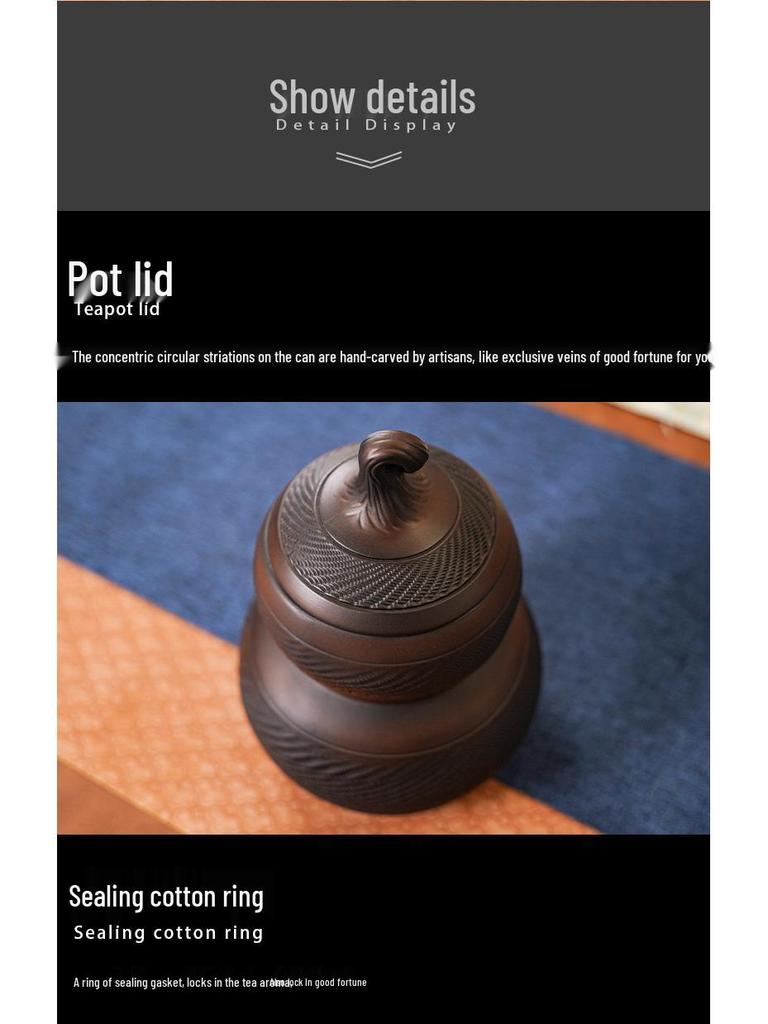 Large Retro Jianshui Purple Clay Gourd Jar for Pu'er and Green Tea Storage
