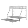 Children's Bed Bunk Bed 90(140)x200cm, Metal Bed with Ladder On Both Sides, Bunk Bed with Pull-out Bed and Fall Protection