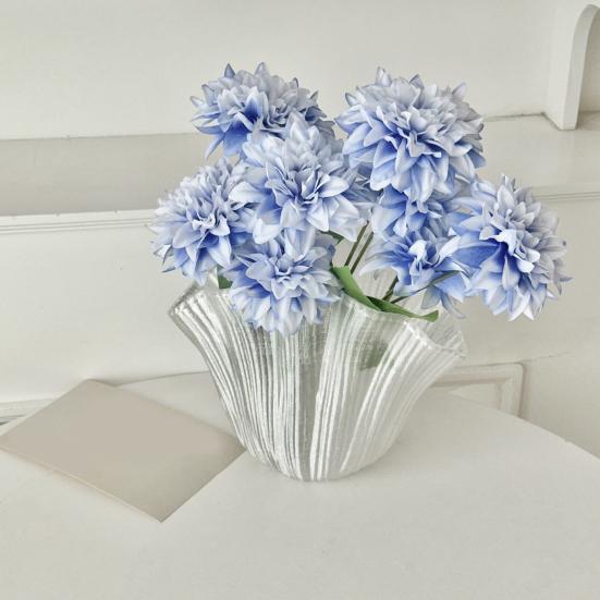 Artificial Dahlia Flowers with Stem 4-Head Blooms Realistic Faux Silk Flower for Vase Wedding