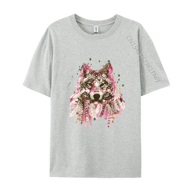 Clothing Native American Wolf Head Tribal TShirt Men New Design Crazy Tops T Shirt Cotton T Shirts Design