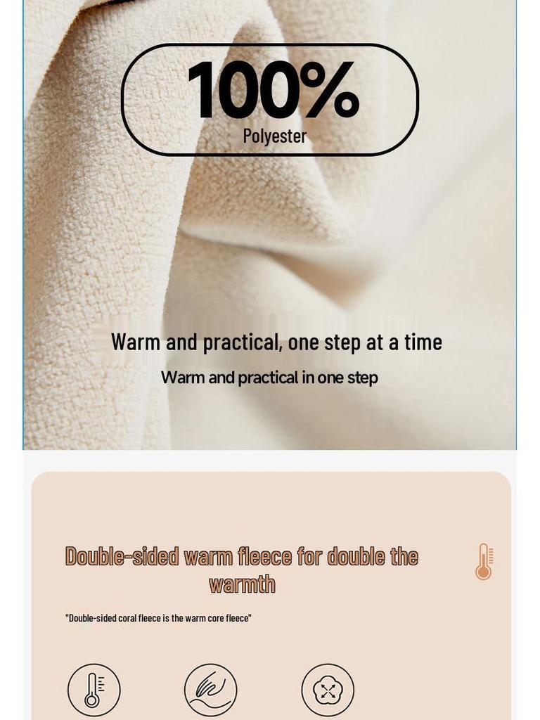 Premium Merino Wool Hooded Sweatshirt with Custom Logo - Autumn/Winter Double-Sided Fleece Jacket