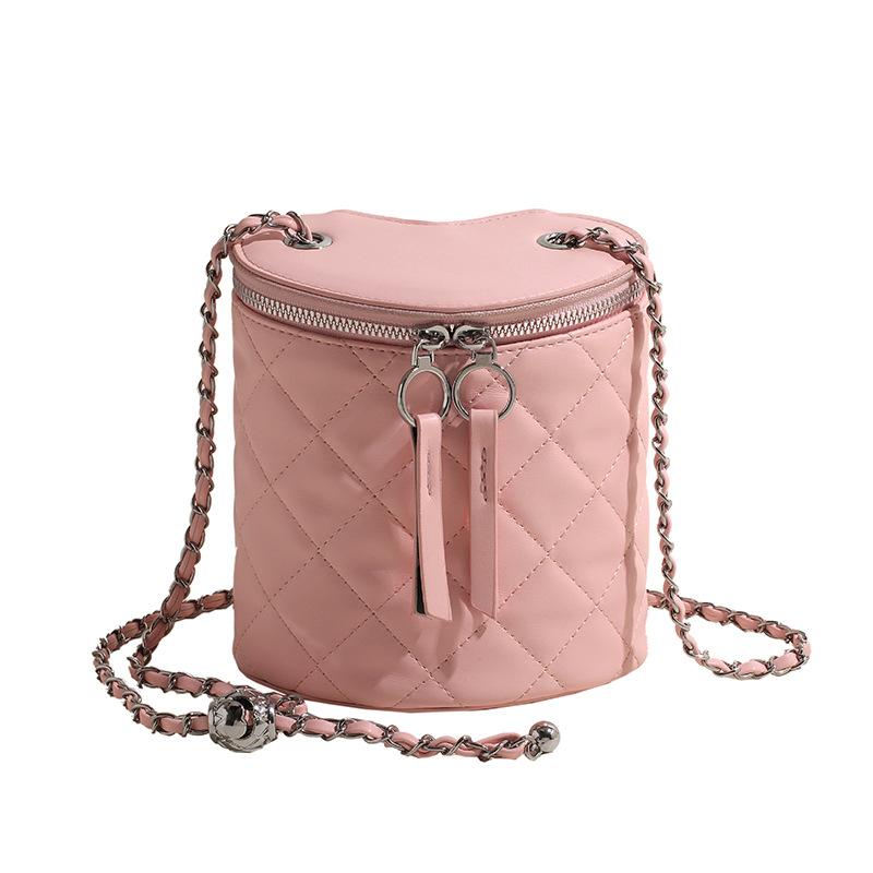 New Bucket Bag Diamond Chain Bag Shoulder Bag Heart-shaped Versatile Messenger Bag Women