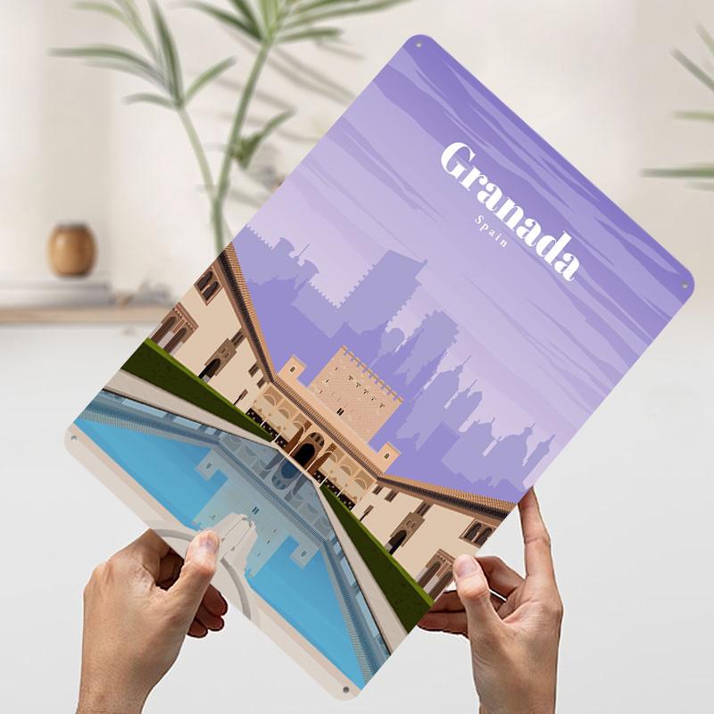 

Travel to Granada Poster Customized Wall Art Vintage Metal Signs Retro Tin Plaque for Man Cave Aesthetic Decoration Room Decor 7.9x11.8In(20x30cm)
