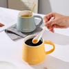 Matte Black Ceramic Coffee Mug with Lid and Spoon