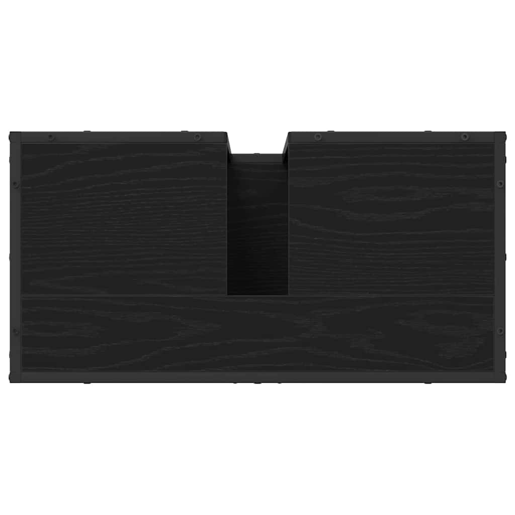 Bathroom Furniture Set 3 Pcs Black Oak Effect Wood Based Material