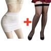 2PCS/SET Women High Waist Pencil Mini Skirts+Stockings Dress Set,Sexy Casual Wrap Hips Black Short Skirt and Pantyhose