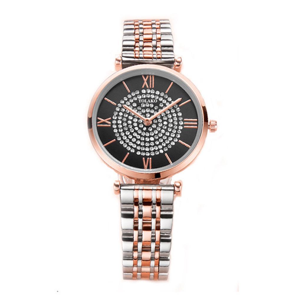 Women Casual Starry Dial Quartz Wrist Watch with Steel Band