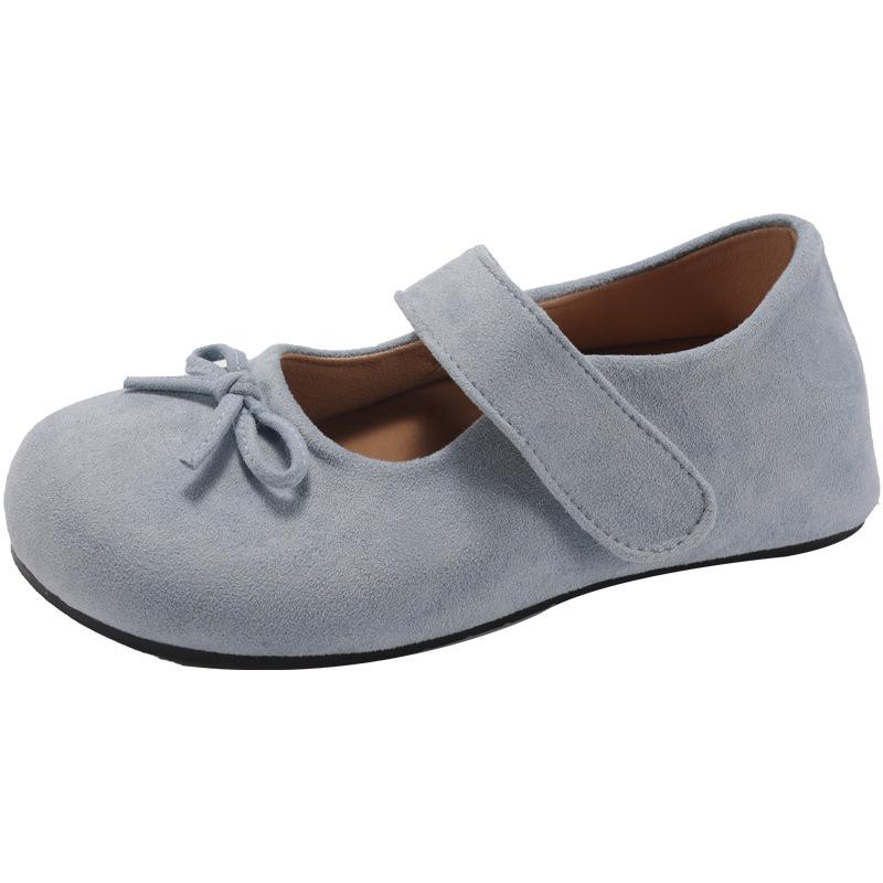 

Сладкие лоферы с бантом, одинарная обувь для девочки, осень 2025, новинка, фея, увеличение роста, замша, на липучке, одинарная обувь для женщины 35 синий