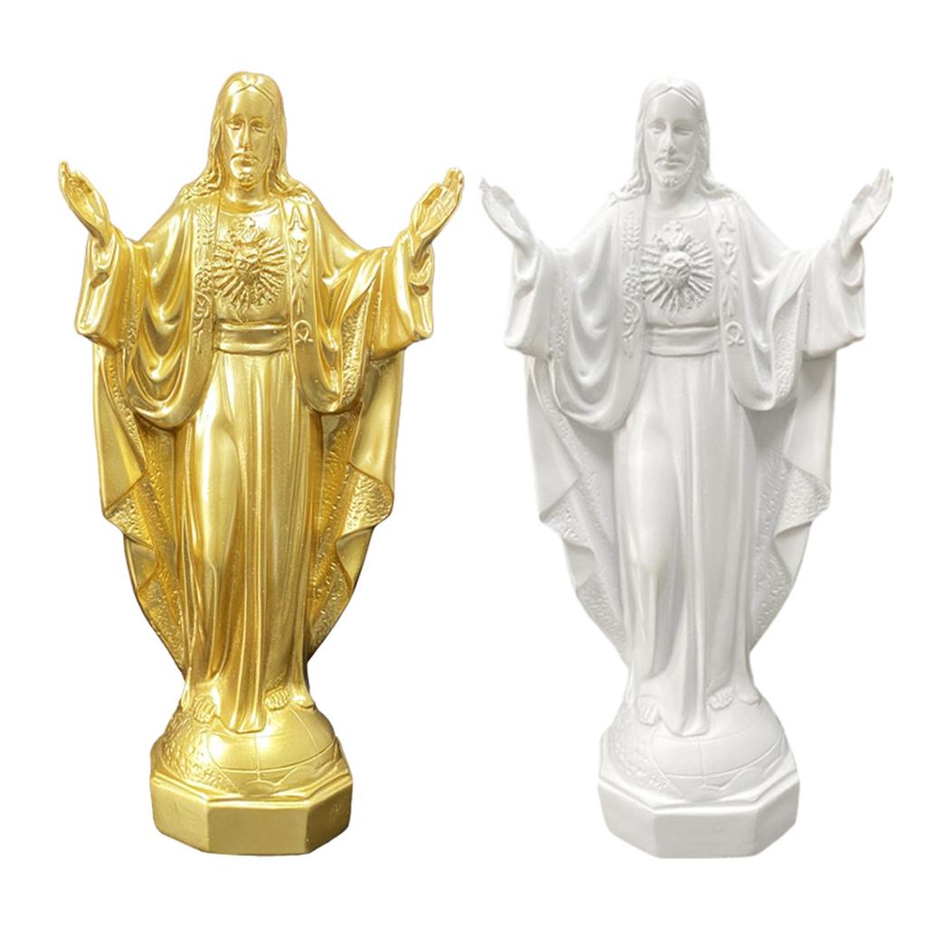 Jesus Statue Sculpture Artwork Resin Figurine Miniature Collectible Jesus Ornament for Bedroom Living Room Desktop Decorations