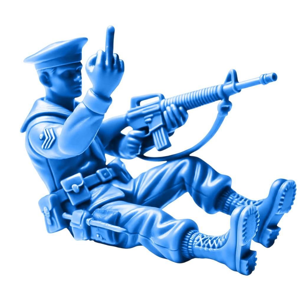 Funny Soldier Giving The Middle Finger Statue Desktop Ornaments Green Military Blue Navy Man Middle Finger Plastic Figures Toy