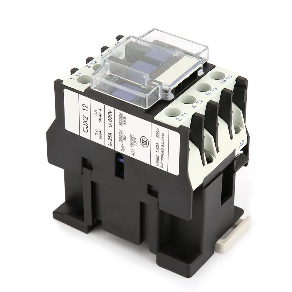 CJX2-1210 Contactor 12A Electric Contactor Rail Mount Industrial AC Contactor Power Distribution