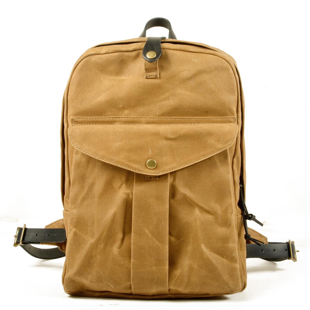 

Retro Backpack Outdoor Large Capacity Travel Backpack Anti-Splashing Oil Wax Canvas Splicing Leather Mountaineering Bag хаки