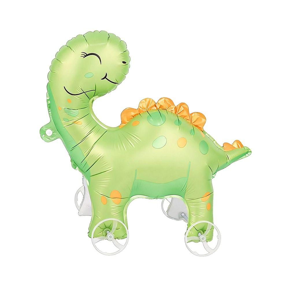 Movable Design 4D Dinosaur Balloons Drawing Foil With Wheels Standing Foil Balloons Animal Balloon Foil Balloons With Wheel