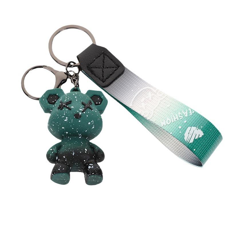 Starry Sky Change Violent Bear Keychain Colorful Splashing Ink Bear Doll Bag Pendant Car Keychain Gift