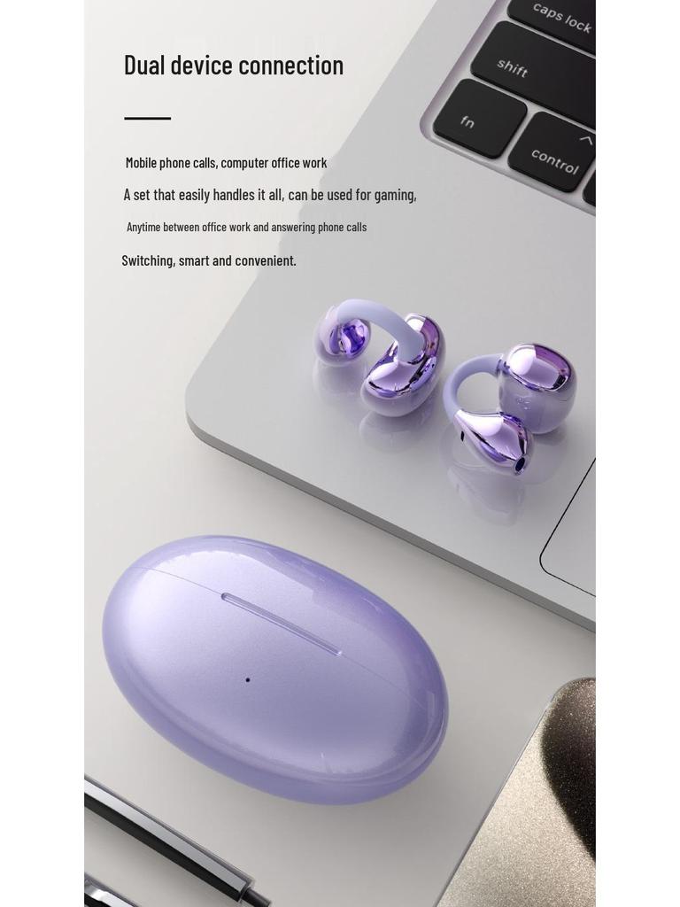 HM-11 Cross TWS Ear Clip 5.4 Sports Bluetooth Earphones with Noise Cancelling & Low Latency