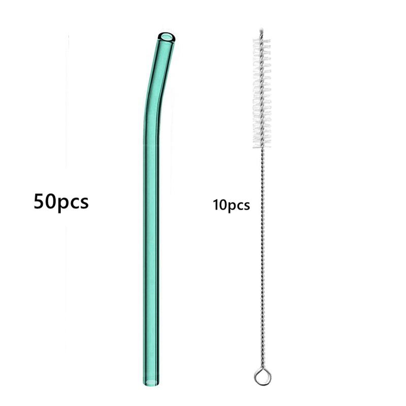 50PCS 20cm Reusable Straws Glass Drinking Straws Multi-color Eco-Friendly Straws for Cocktail Smoothies Bar Accessory Barware