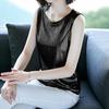 WTEMPO Elegant Shiny Ice Silk Sleeveless Vests Women's Spring Summer Loose Large Size Solid Color Outerwear Tops