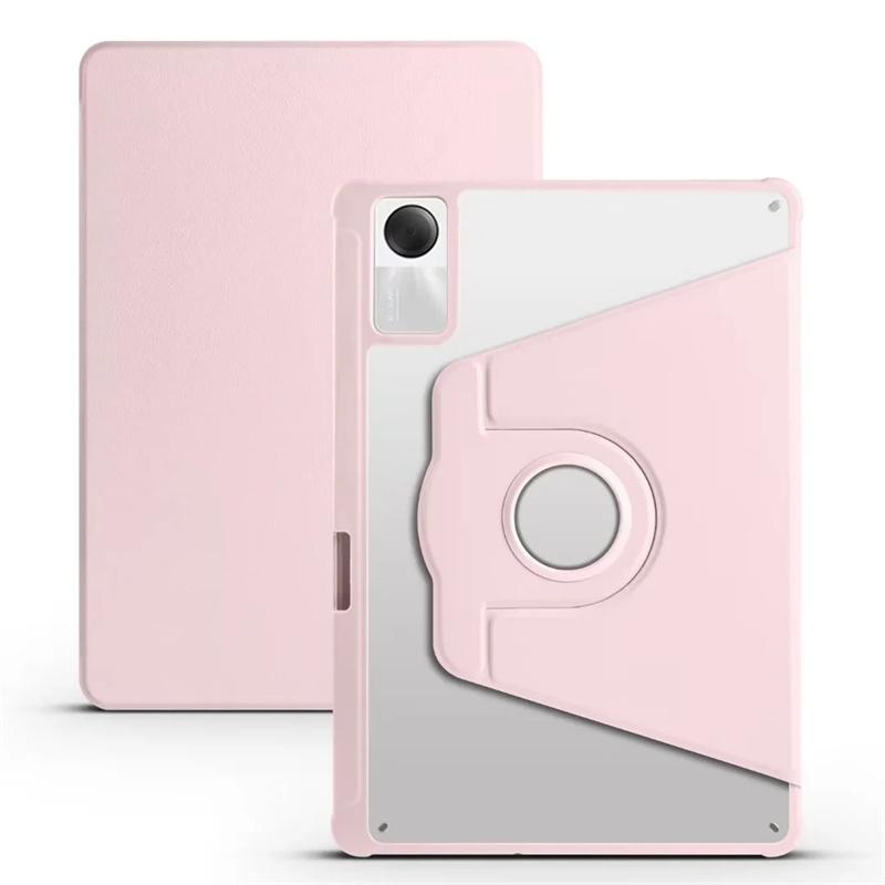 

Чехол для Redmi Pad SE 11 дюймов, вращающийся на 360 градусов акриловый прозрачный жесткий чехол для планшета Funda Redmi Pad SE, чехол с подставкой для карандашей Redmi Pad SE 11 inch розовый