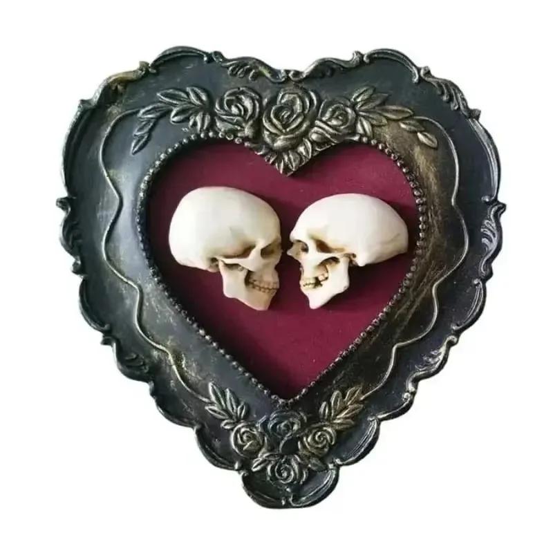 

Framed Miniature Realistic Human Skulls Romantic Love Resin Skull Ornament Craft Skeleton Spooky Wall Art For Home 4XL