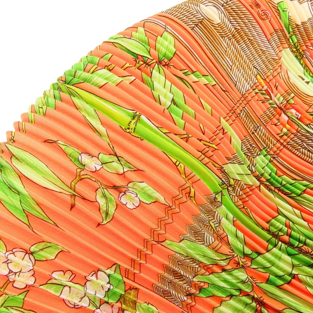 Used HERMES scarf Pleated curry silk Orange SERENITE