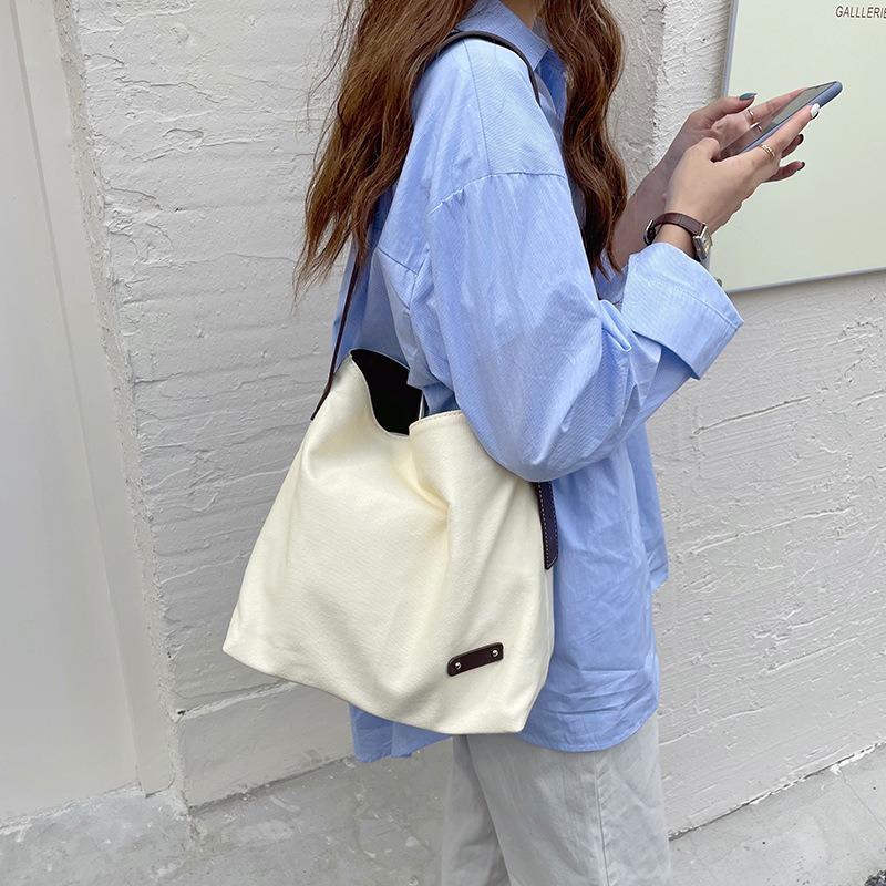 Simple Canvas Women's Bag Tide Leisure Shoulder Environmental Protection Bag Student Large Capacity Tide Tote Bag
