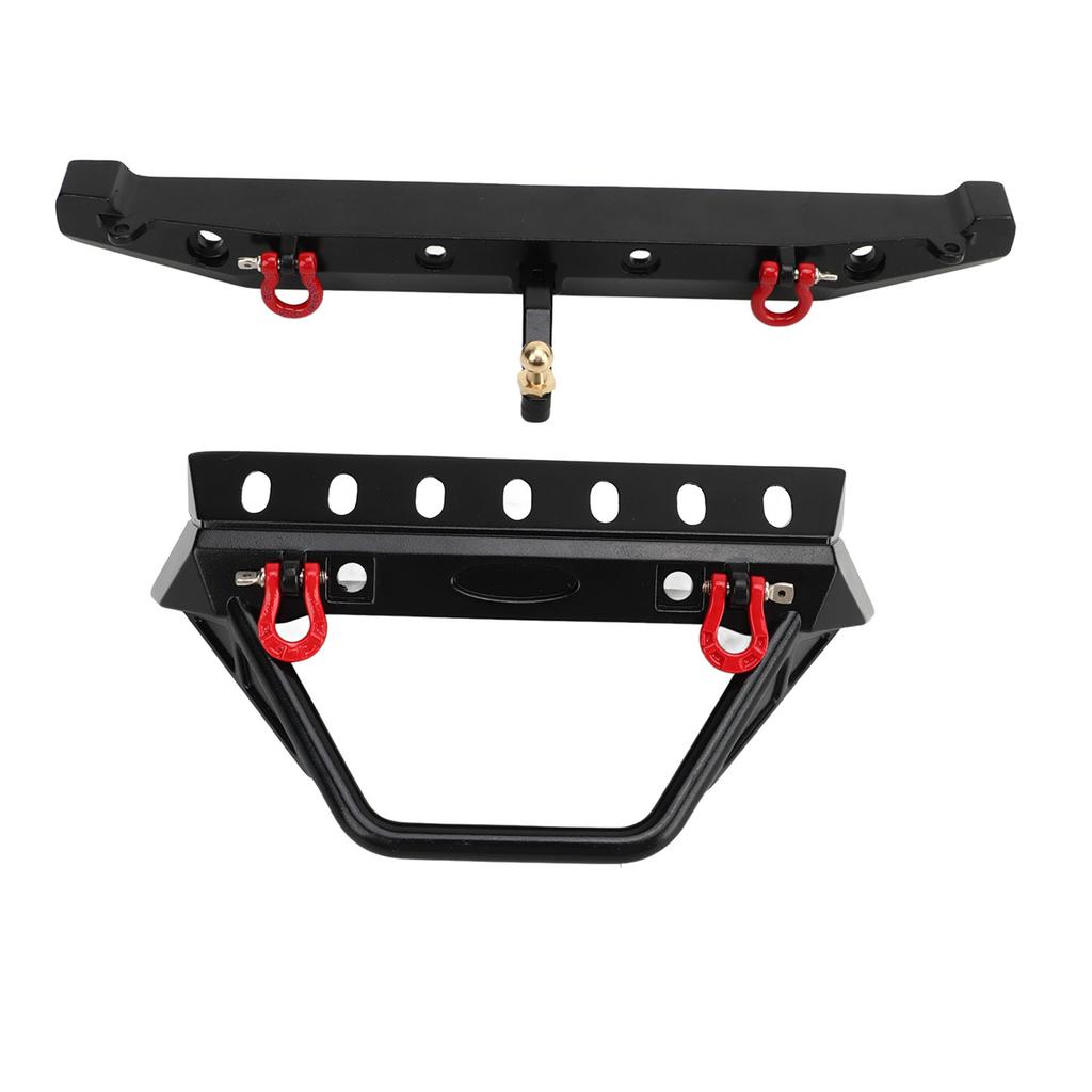 RC Crawler Bumper Black Front and Rear Bumper with Winch Mount Shackles LED Lights for Axial SCX10