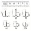 50pcs Barbed Fishing Treble Hooks Mix 2-10# High Strength Carbon Steel Hooks for Ice Sea Carp Fishing Lure Sharp Durable Tackle 260319